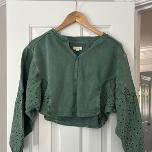 Green Pilcro Sweatshirt - Dark Green/Army Green